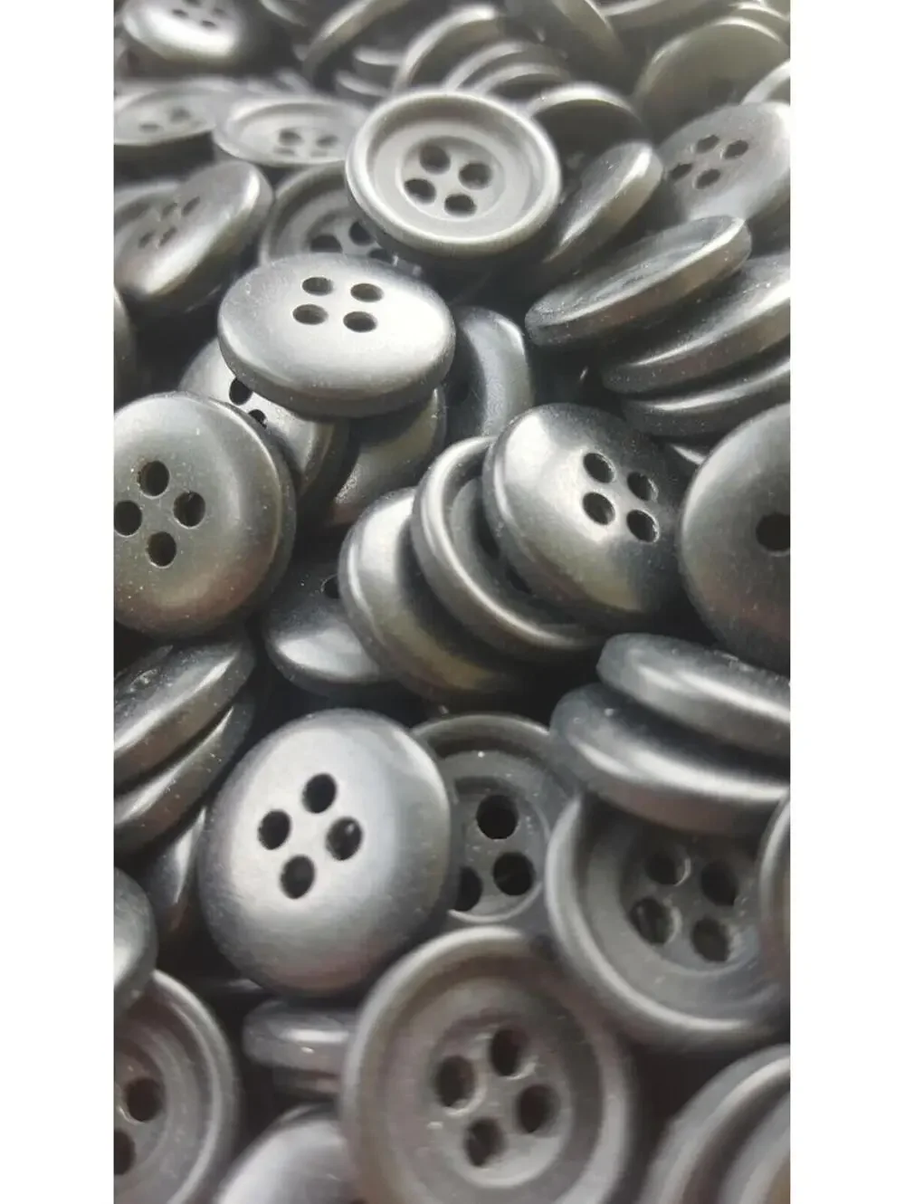 Slate Black Buttons (sm), 4 Hole Sewing/Crafts Buttons 15mm - 24 Pieces (083)